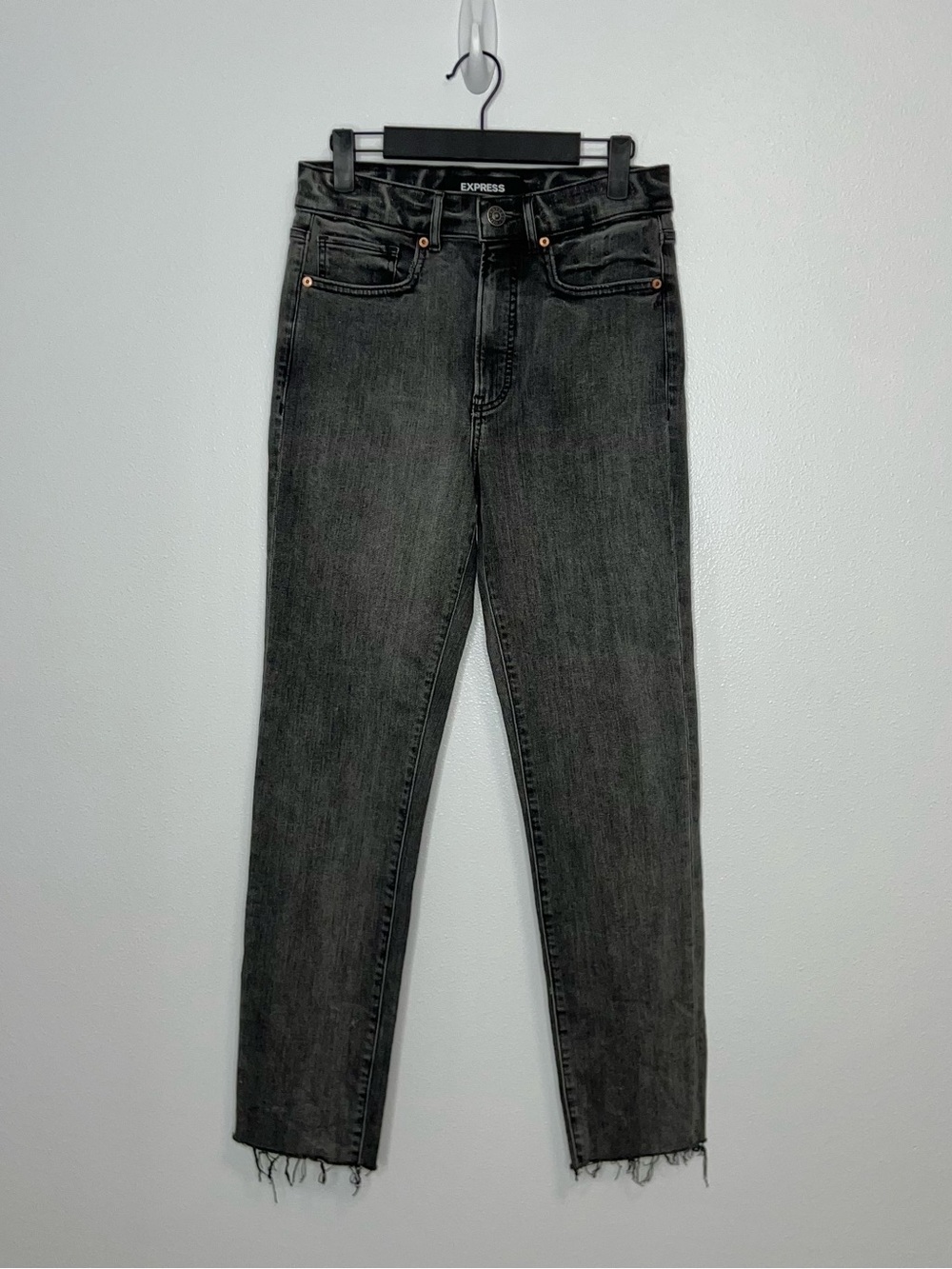 Express High-Rise Black Wash Slim Ankle Denim Jeans Classic Size 4/27 Long